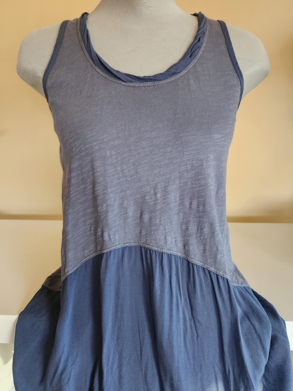 NWT Anthropologie Left of Center Two‑Tone Blue Casual Dress XS Petite NWT